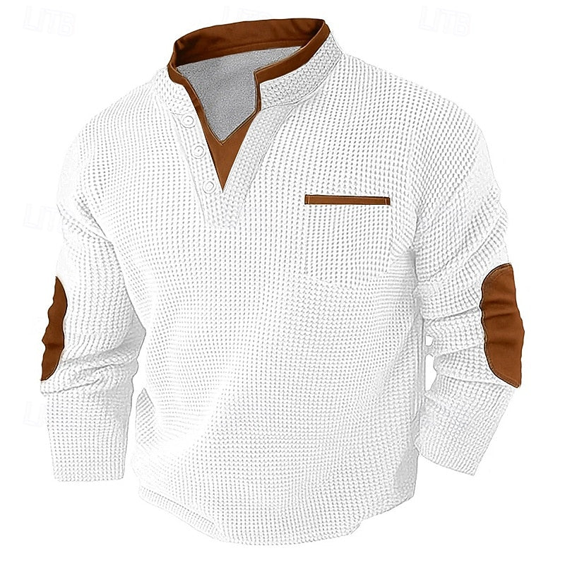 RHYS | TEXTURED LONG-SLEEVE HENLEY SHIRT