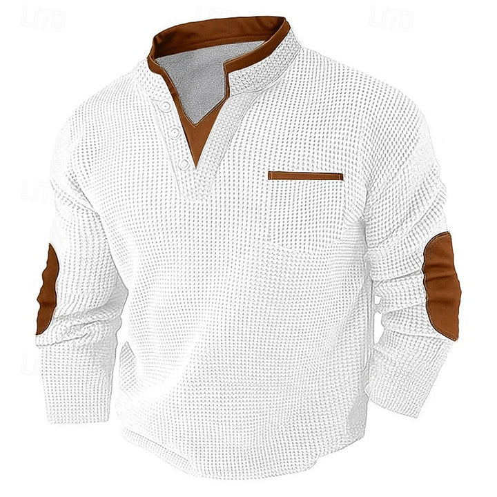 RHYS | TEXTURED LONG-SLEEVE HENLEY SHIRT